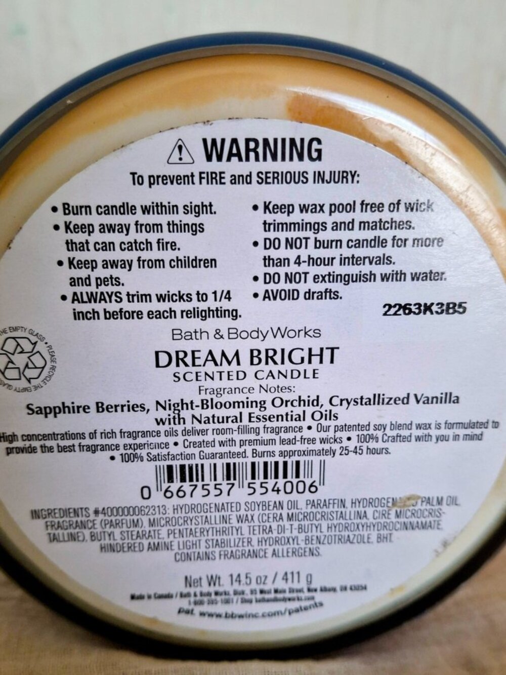 Bath & Body Works Dream Bright Candle 14.5 oz NEW - Picture 3 of 3